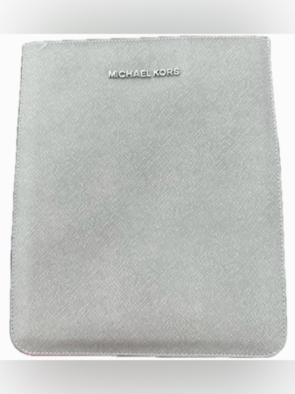Michael Kors Silver Saffiano Leather Folio Table Sleeve